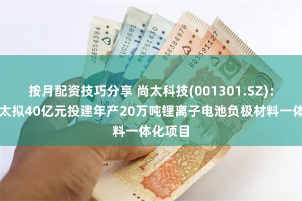 按月配资技巧分享 尚太科技(001301.SZ)：山西尚太拟40亿元投建年产20万吨锂离子电池负极材料一体化项目